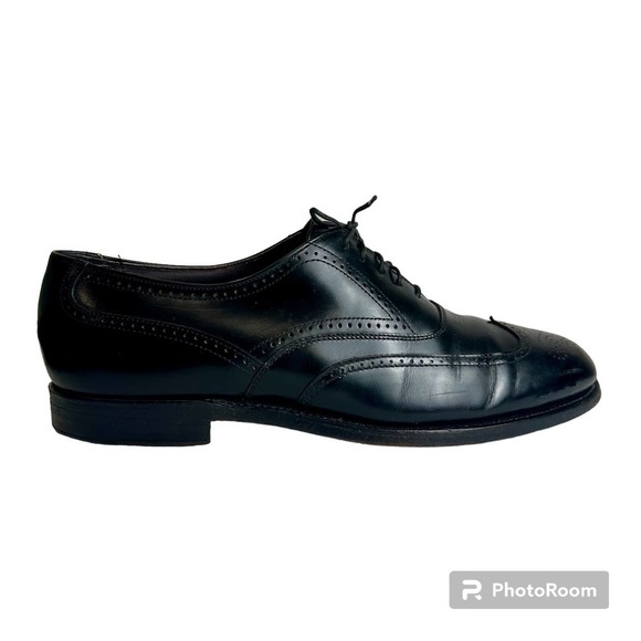 Hanover MasterFlex Dress Shoes‎ Men’s sz. 10 Black Wingtip Oxford Leather - Picture 3 of 14